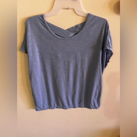 Gaiam Crossed Strap Tank Top blue/ gray Size M made in China cotton lightweight - Picture 4 of 12